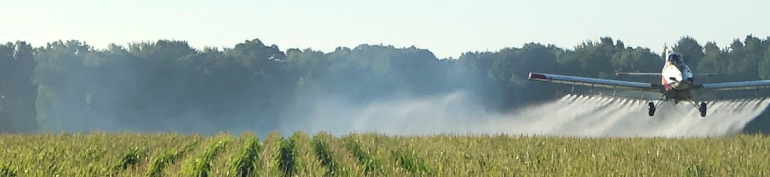 Aerial crop protection application on corn